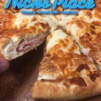 Ham and Cheese Calzone · Our thin sliced imported ham & melted American cheese stuffed between our fresh homemade dou...