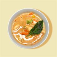 Panang Curry · coconut milk panang curry, bell pepper, onion, and carrot **contains nut