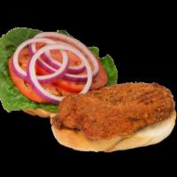 Spicy Crispy Chicken Sandwich · Spicy marinade chicken served with pickle &  mayo on fresh baked roll