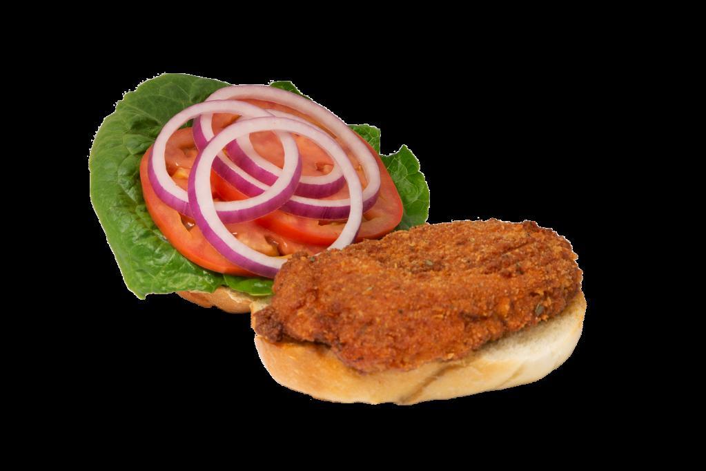 Spicy Crispy Chicken Sandwich · Spicy marinade chicken served with pickle &  mayo on fresh baked roll
