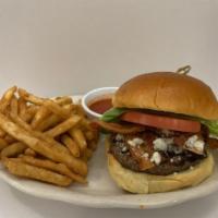 Blue Cheese Burger · Bacon, blue cheese crumbles