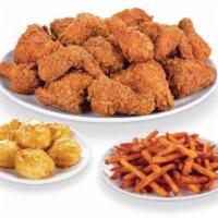 Chicken and Tenders Meal · 12 piece chicken mix, 6 piece Cajun tenders, 6 biscuits and family fries.