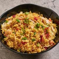 Combination Fried Rice · With Chicken, shrimp, pork, peas&carrots, beans sprout, scallion, onion