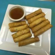 1. Spring Rolls · Fresh mixed vegetables, bean thread noodles and ground chicken wrapped in an spring roll wra...