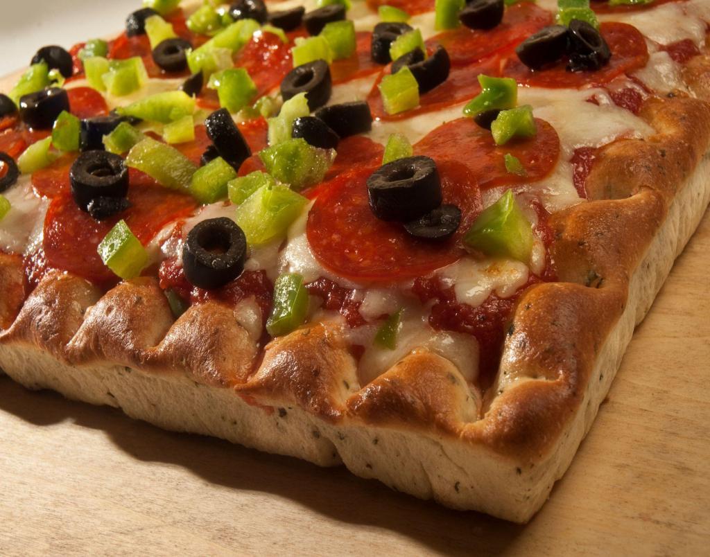 Sicilian Pizza · Square, deep-dish pan pizza.