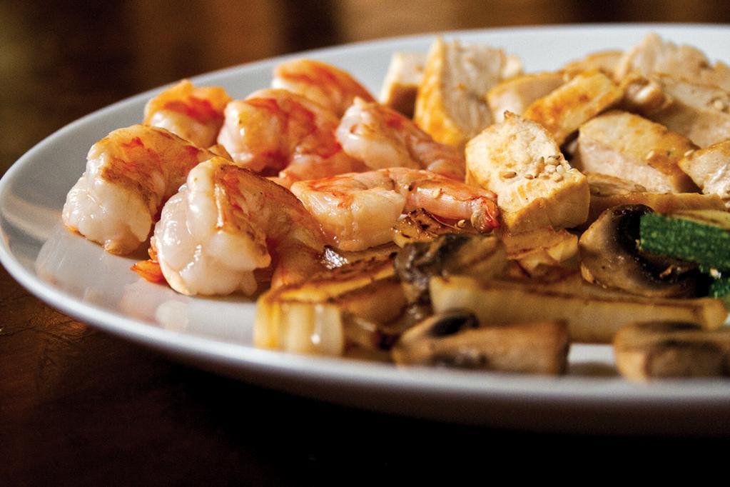 Chicken & Shrimp for 2 · Chicken breast and grilled shrimp lightly seasoned. Served with 2 Benihana salad, Hibachi vegetables, Homemade dipping sauces & 2 Hibachi chicken rice.