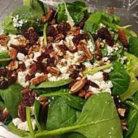 Spinach and Walnuts Salad · Baby spinach, walnuts, cranberries and feta cheese.