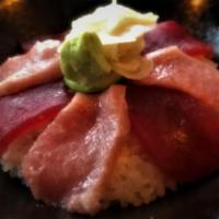 Tuna & Chutoro Don · Lean tuna (3 pcs/1.5 oz) sashimi and bluefin chutoro (3 pcs/1.5 oz) sashimi over sushi seaso...