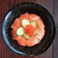 Salmon Ikura Don · Salmon sashimi ( 7-8pcs/3 oz) and Ikura (1 teaspoon) over sushi seasoned rice