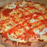 Hot Chicken Pizza · Hot sauce, chicken breast and onions. 