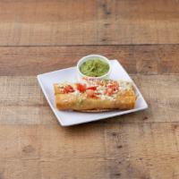 Taquitos · Taquitos beef or chicken rolled in crispy corn tortilla, topped with cheese and home made gu...