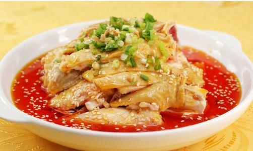 Steamed Chicken with Chili Sauce 口水鸡 · Hot and spicy.