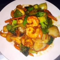 Shrimp with Vegetables Dinner · Served with choice of rice.