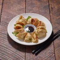 B5. Potstickers · Pan-fried dumplings. Choose one of B1-B4. Sesame oil, vinegar, soy dipping sauce with cilant...