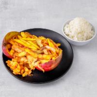 P3. Mango Chicken · Shredded mango and chicken in spicy sweet and sour sauce. Served with your choice of rice. S...