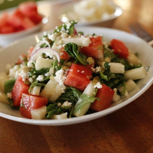 Caprese Salad · Organic spring mix, fresh mozzarella, tomatoes, crostini,  fresh basil and balsamic vinaigrette.