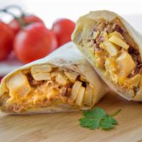 Green Chile Chicken Burrito · Beans, potatoes, green chile and cheese. 860 calories.