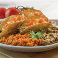 Taco Platter-3 Tacos · Soft flour or crispy corn tortillas, your choice of meat. Comes with salsa. Served with rice...