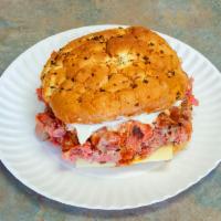 Super Pastrami Sandwich · Served on an onion roll.