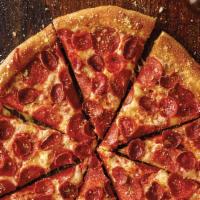 Pepperoni Magnifico Pizza · Cheese, pepperoni, old world pepperoni and our signature pizza sauce and finished with garli...