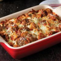 Meatball Bake · Marco’s meatballs and sausage baked with our original sauce and three fresh signature cheeses.