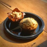 Muffin (Blueberry or Caramel Apple) · A warm, delicious muffin!