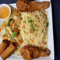 BIG COMBO · fried rice&chow mein,egg roll,chicken drumstick
