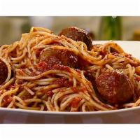 Bucket of Spaghetti and 8 Meatballs · Feeds 3 to 4 people.