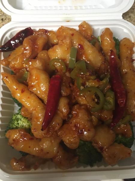 24. Szechuan Chicken · White meat. Hot and spicy.