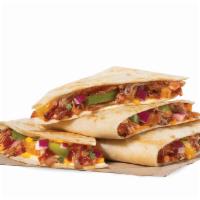 BBQ Pork Quesadilla · BBQ pork, pickled jalapeno, roasted pineapple salsa, cheddar cheese, smoked cheese & white A...