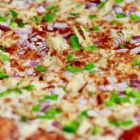 Chicken Delight Pizza · Chicken breast, red onion, bell pepper and mozzarella cheese.