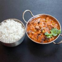 Mushroom Mattar · Mushroom and green peas cooked in curry sauce.