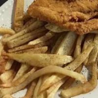 Catfish Basket · Golden fried catfish served with French fries and homemade tartar sauce.