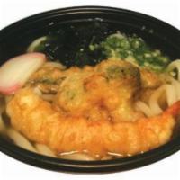 13. Tempura Udon · Shrimp and vegetable tempura with udon noodle soup.