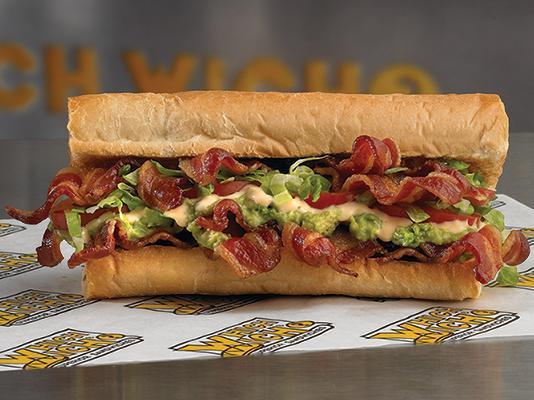 Ultimate BLT · 8 slices of smoked bacon, fresh lettuce, tomatoes and avocado, with chipotle mayo on a toasted baguette.
