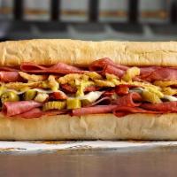 Grinder · Genoa Salami, Pepperoni, Spicy Capicola, Provolone, Lettuce, Tomatoes, Red Onions, Oil & Vin...