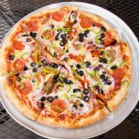 Supreme Pizza · Pepperoni, sausage, mushrooms, onion, green peppers, black olive and extra cheese.