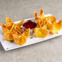 A04. Crispy Cheese Rangoon · 6 pieces. Fried wonton wrapper filled with crab and cream cheese.