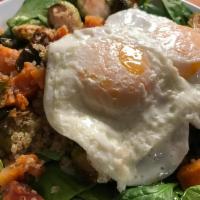the bowl · 2 farm eggs any style | white quinoa |  roasted brussels sprouts | roasted butternut squash ...