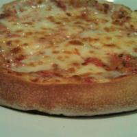 4 Cheese Pizza · Mozzarella, fontina, smoked Gouda, and gruyere cheese.