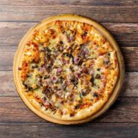 The Mott Street Pizza · Chicken, mushrooms, spinach, onions, and garlic.