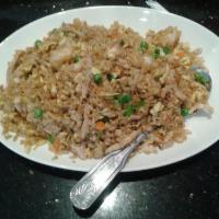 Combination Fried Rice · Rice with chicken, pork and shrimp.