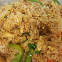 13. Spicy Fried Rice · Basil, bell pepper, carrot, onion, and egg.