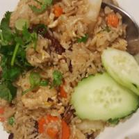 42. Chinese Sausage Fried Rice · Chinese sausage, peas and carrot, onion and egg.