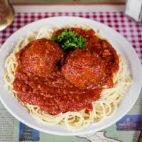 Pasta with Meat Sauce and Meatballs (2) · Choice of spaghetti, linguine, or penne.