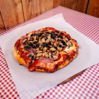 Combination Pizza · Pepperoni, salami, sausage, mushrooms, and olives.
