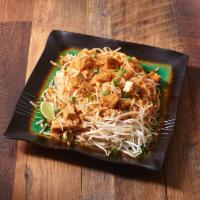 44. Pad Thai · Wok-fried thin rice noodle with bean sprout, scallion and ground.