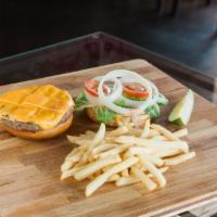 All American Burger · A 1/2 lb. all-beef patty topped with 1000 island dressing, onion, lettuce, tomatoes and Amer...