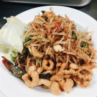 Som Tum PUU Ka-Pi PlaRa ตำ(ปู)กะปิปลาร้า · Thai papaya salad with fermented fish paste, shrimp paste, palm sugar,  chili, garlic, strin...