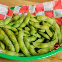 Edamame · Edamame (soy) beans in the husk, lightly salted.